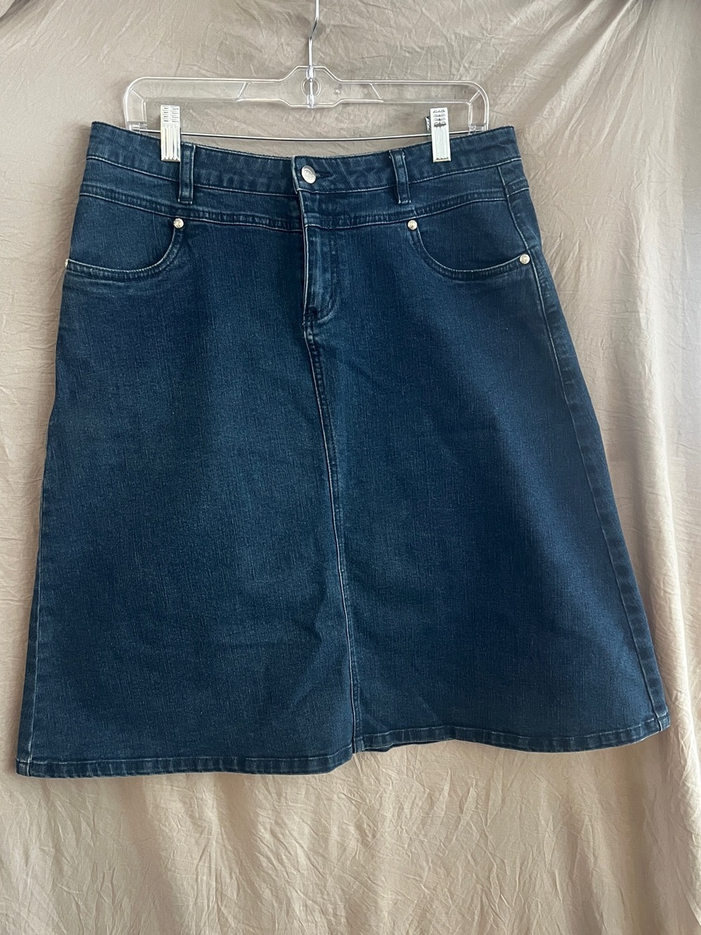 Women's Dark Blue Denim A-Line Skirt